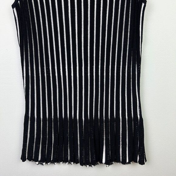 White House Black Market Striped Peplum Sweater Tank Sleeveless Rib Knit Top S - Picture 5 of 11